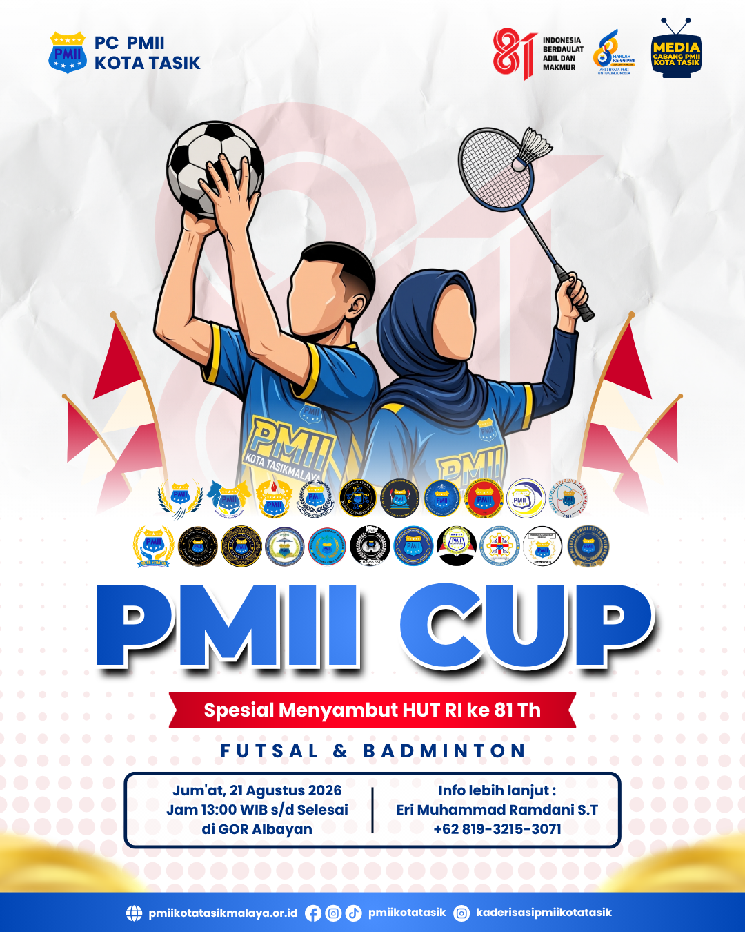 Sambut HUT RI Ke-81, PC PMII Kota Tasik Ajak Seluruh Kader Meriahkan PMII CUP 2026